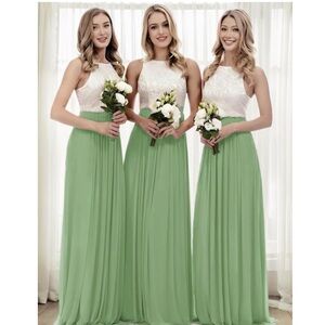 Women’s Sage Green Lace & Chiffon Formal Gown Dress Sz 16